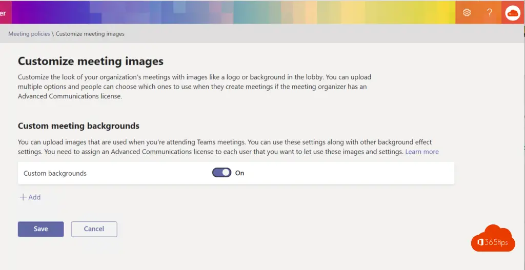 Custom Meeting Background Teams Organization Wide Activation