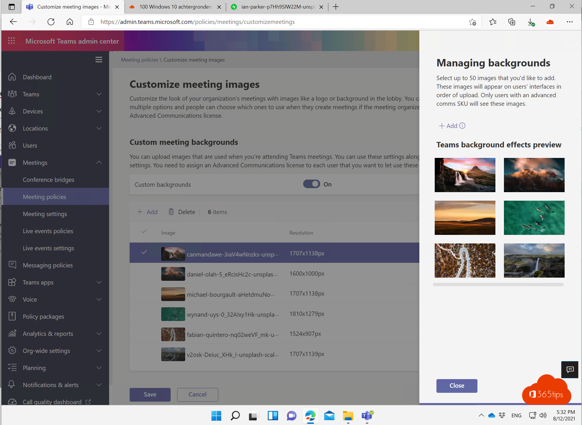 How to configure organizationwide backgrounds in Microsoft Teams?