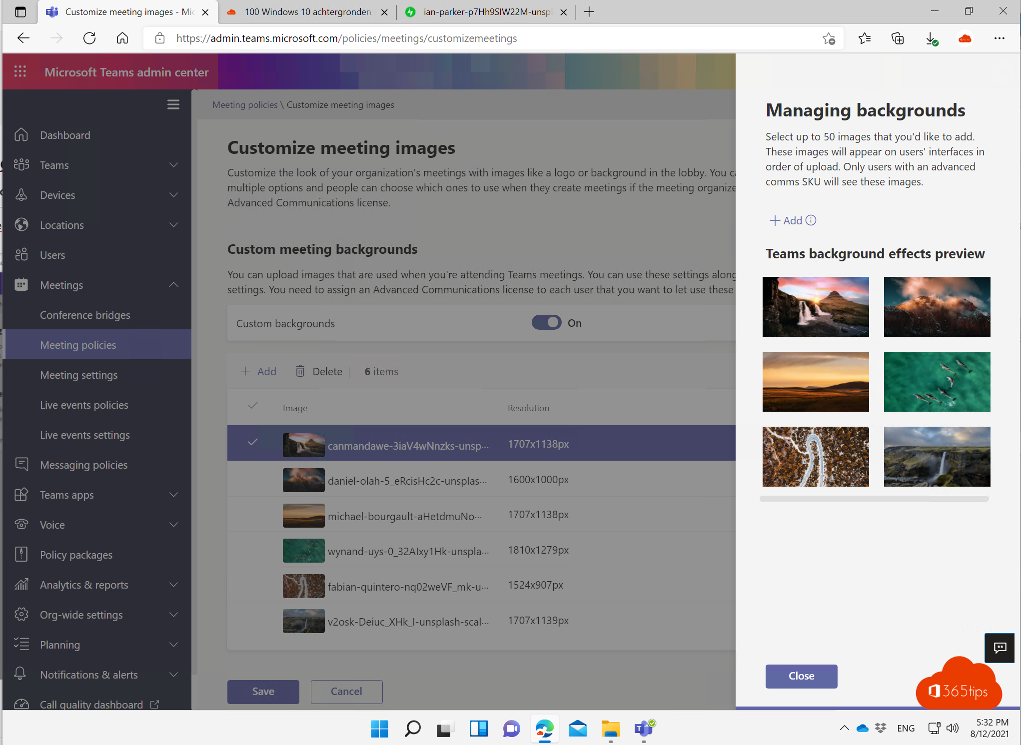 How to configure organisation-wide backgrounds in Microsoft Teams?