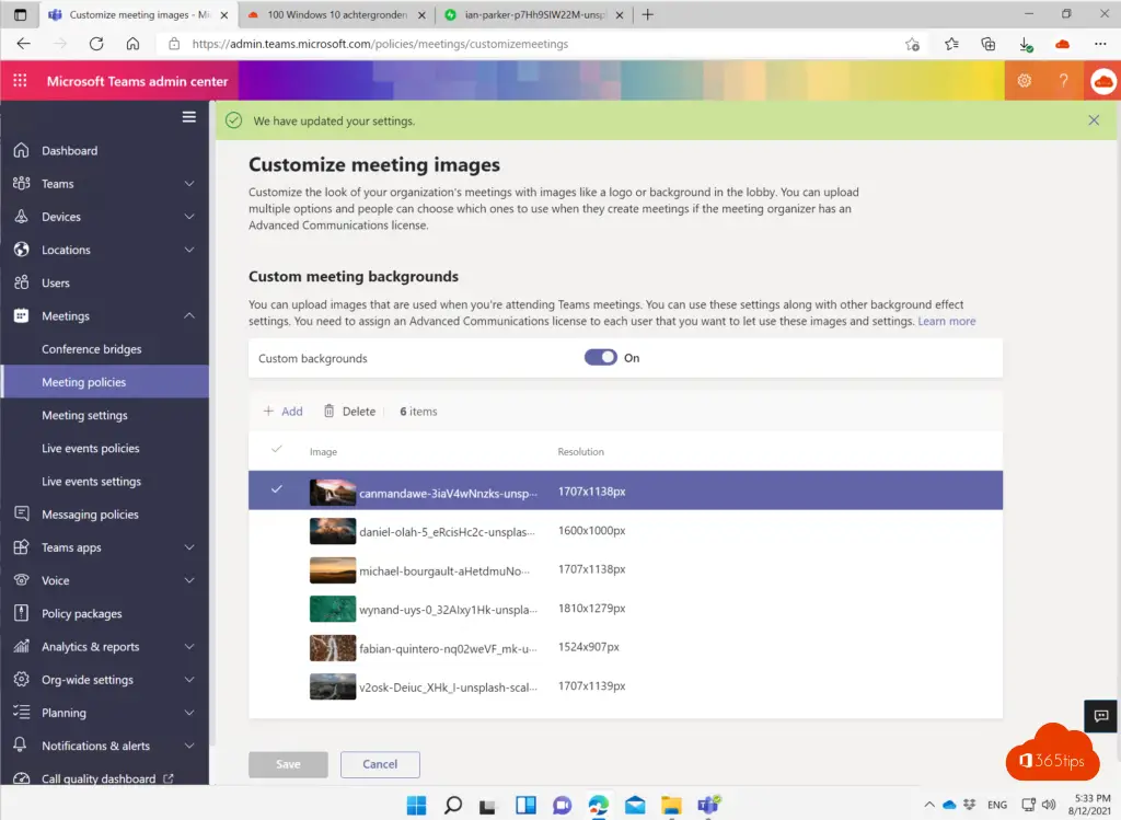 How to configure organization-wide backgrounds in Microsoft Teams?