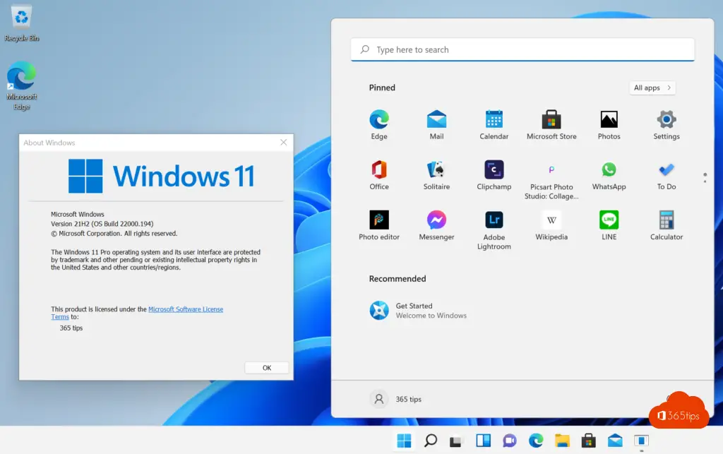 Windows 11 21H2 Betriebssystem Build 22000.194