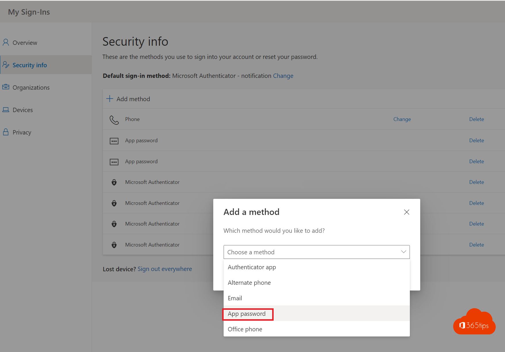 Manage app passwords in Microsoft 365