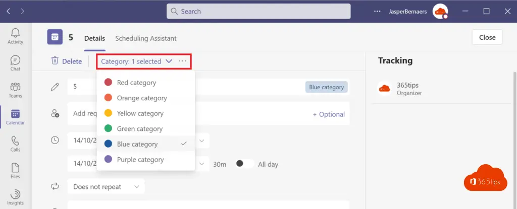 🎨 How to use categories and color codes in Microsoft Teams calendar?
