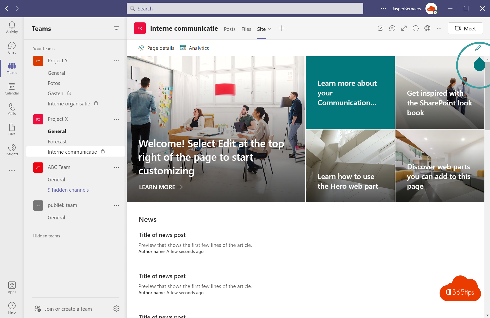 Embedding a SharePoint site in Microsoft Teams tab as start page