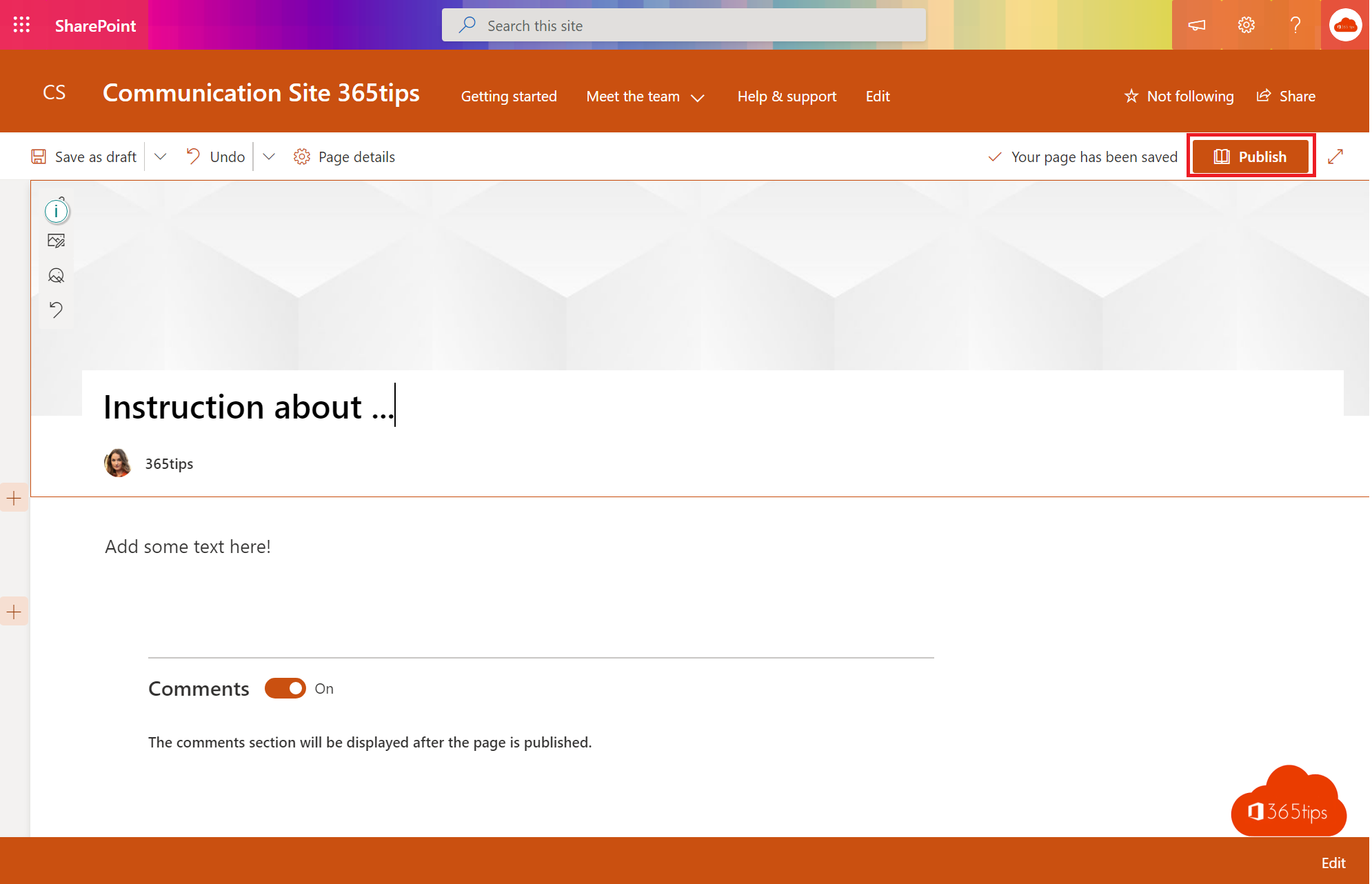 Tutorial: How to create a page in Microsoft SharePoint Online  ?