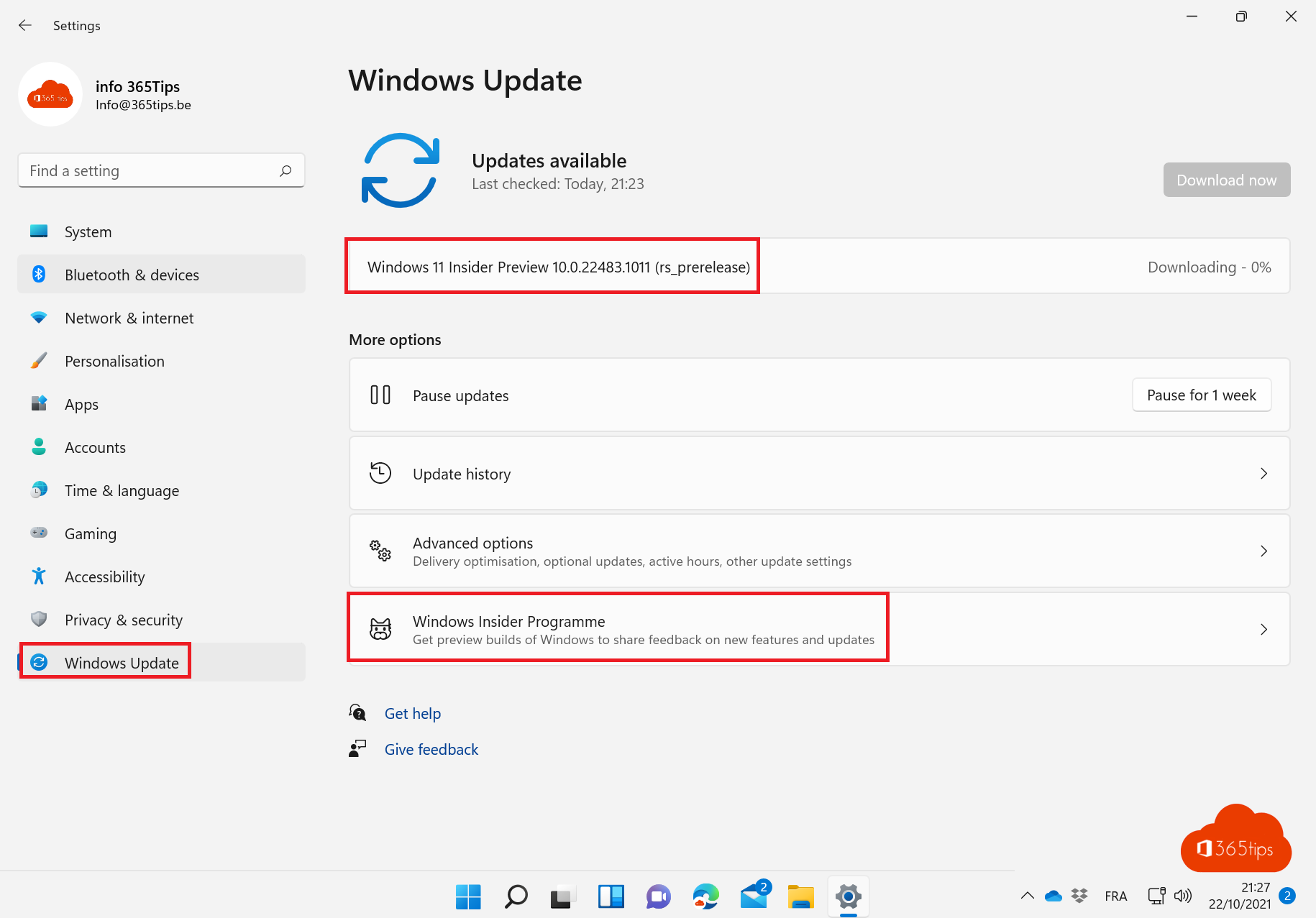 Aufnahme in das Microsoft Windows Insider preview Programm - Windows 11