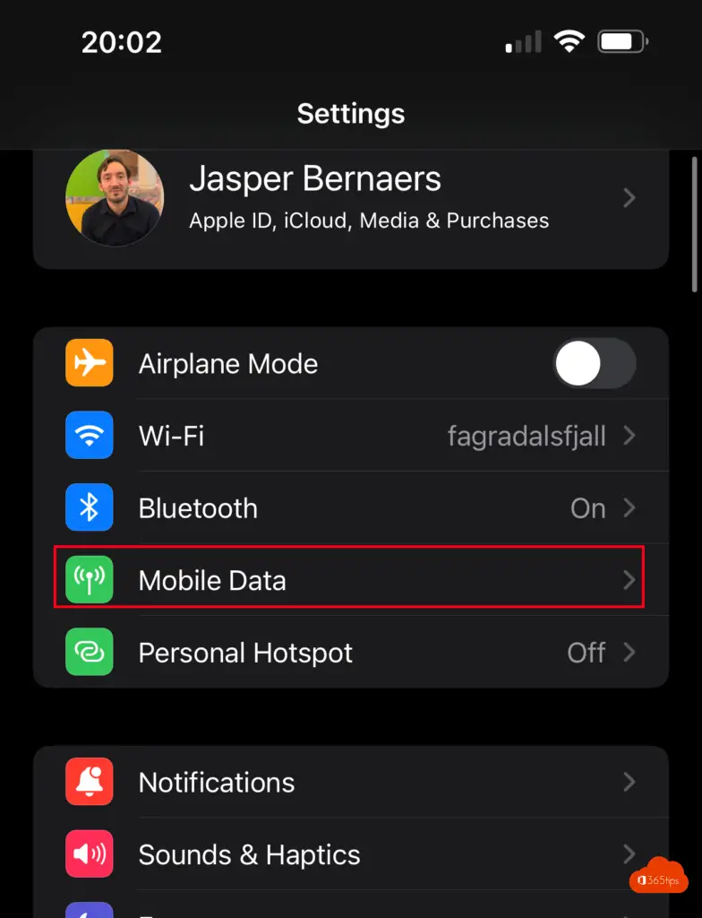 ios iCloud Media Modo avión wi-fi, bluetooth, hotspot personal, notificaciones, sonido y háptica