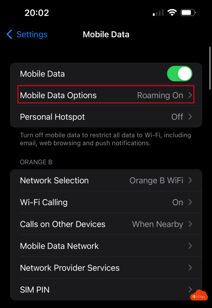mobile data iOS network selection wifi calling mobile data network