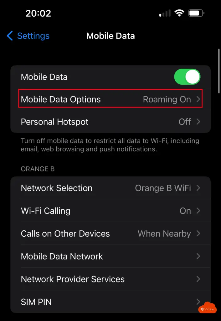 mobile data iOS network selection wifi calling mobile data network