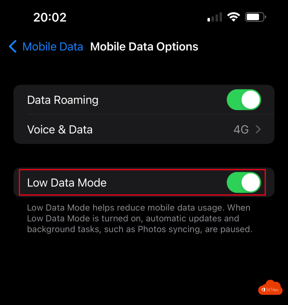 Low Data Mode iOS Apple