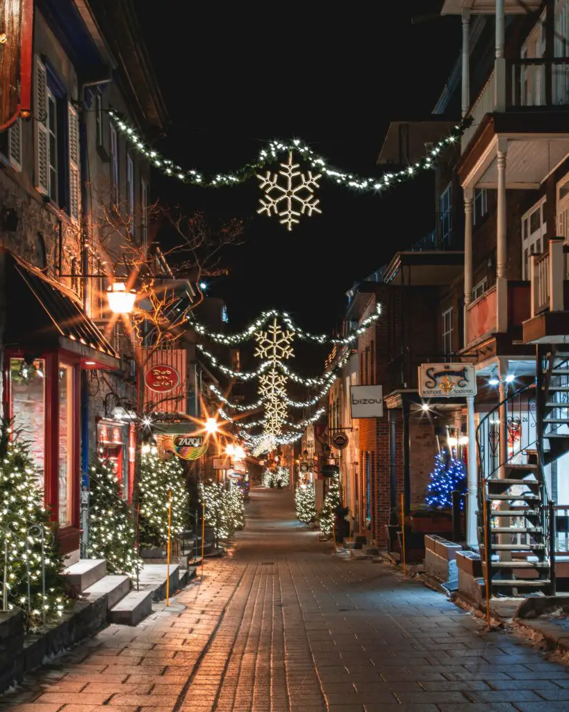 Winter Kerstmis straten versiering verlichting