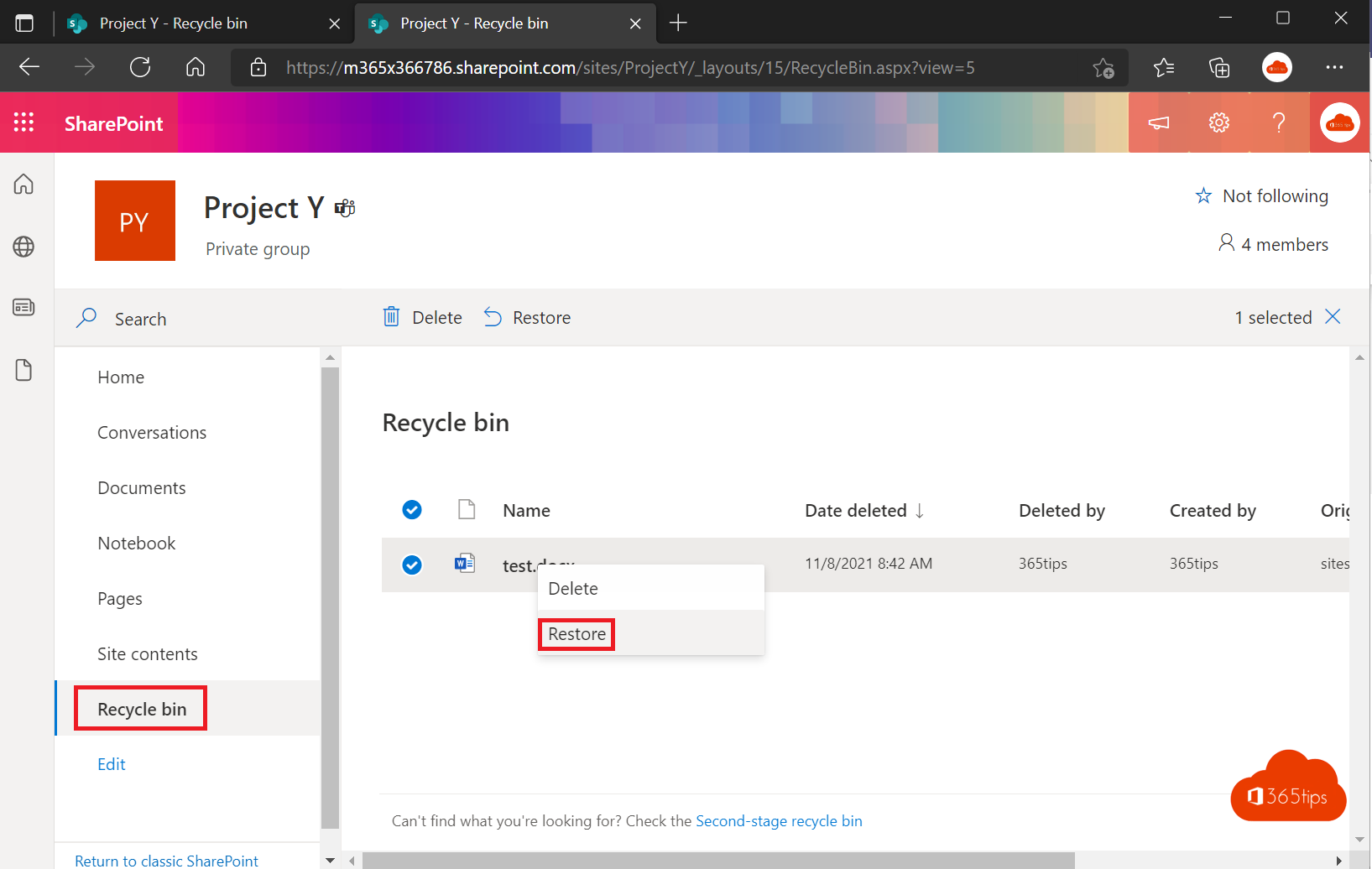 Tutorial: How to restore deleted files in Microsoft Teams or SharePoint?