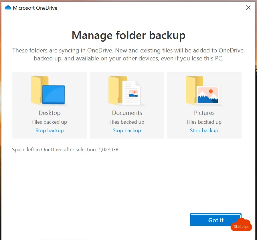 💾 How to automatically backup your desktop, documents an images with OneDrive for business?