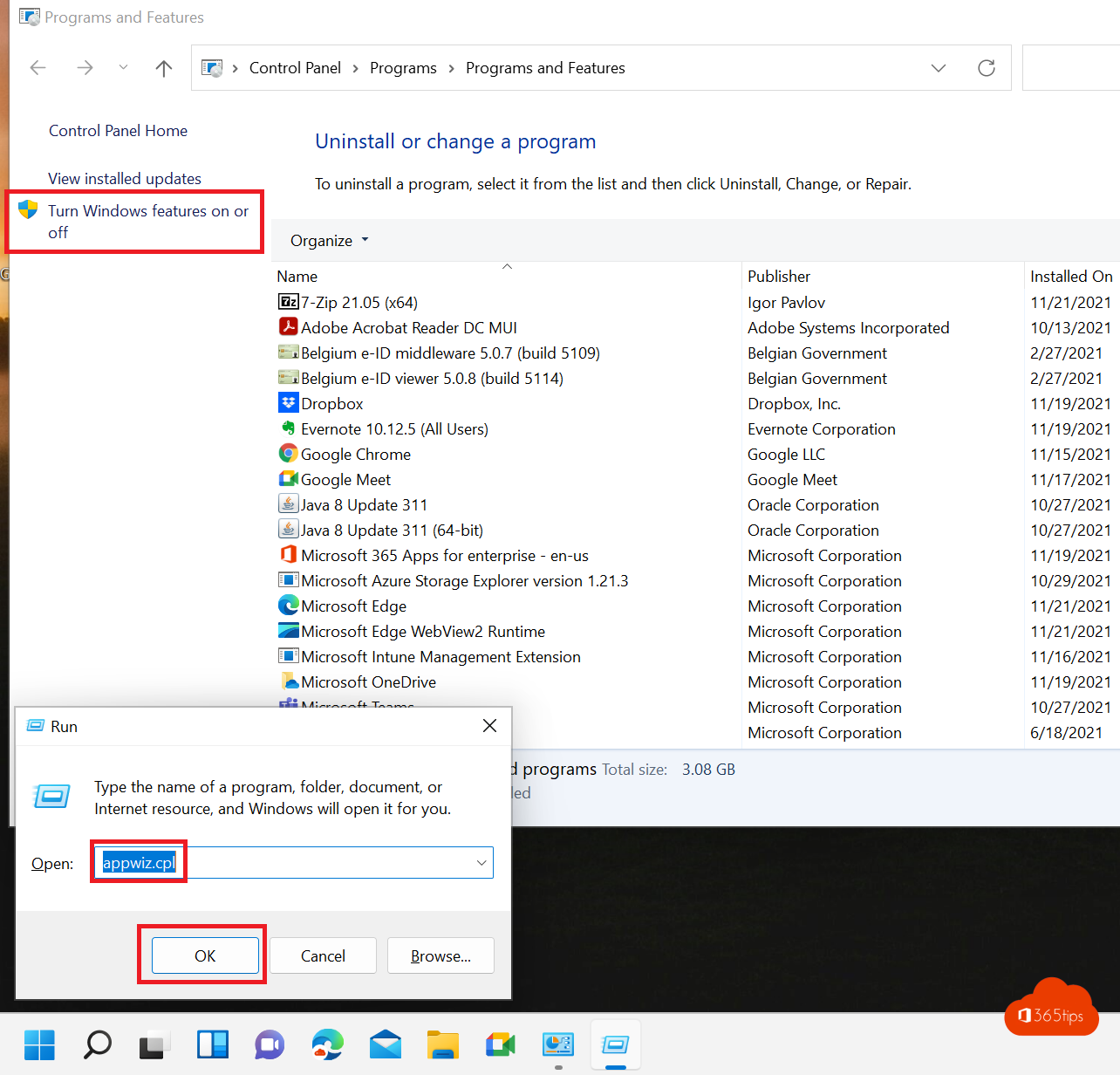 Hoe Windows-onderdelen in-of uitschakelen in Windows 10 of 11