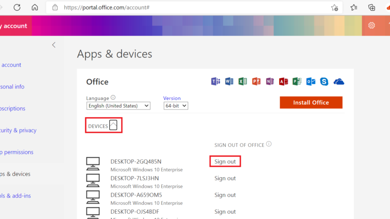 Hoe een apparaat uit uw Microsoft-account of Office 365 account verwijderen