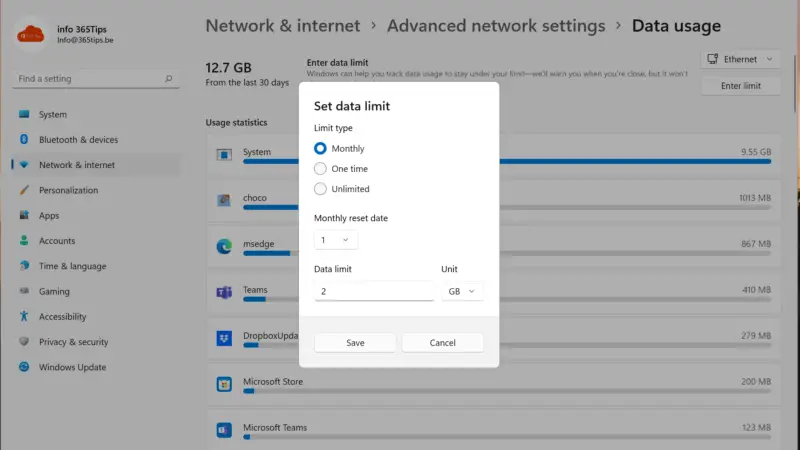 Hoe limiteer je het mobiel data-gebruik in Windows 11?