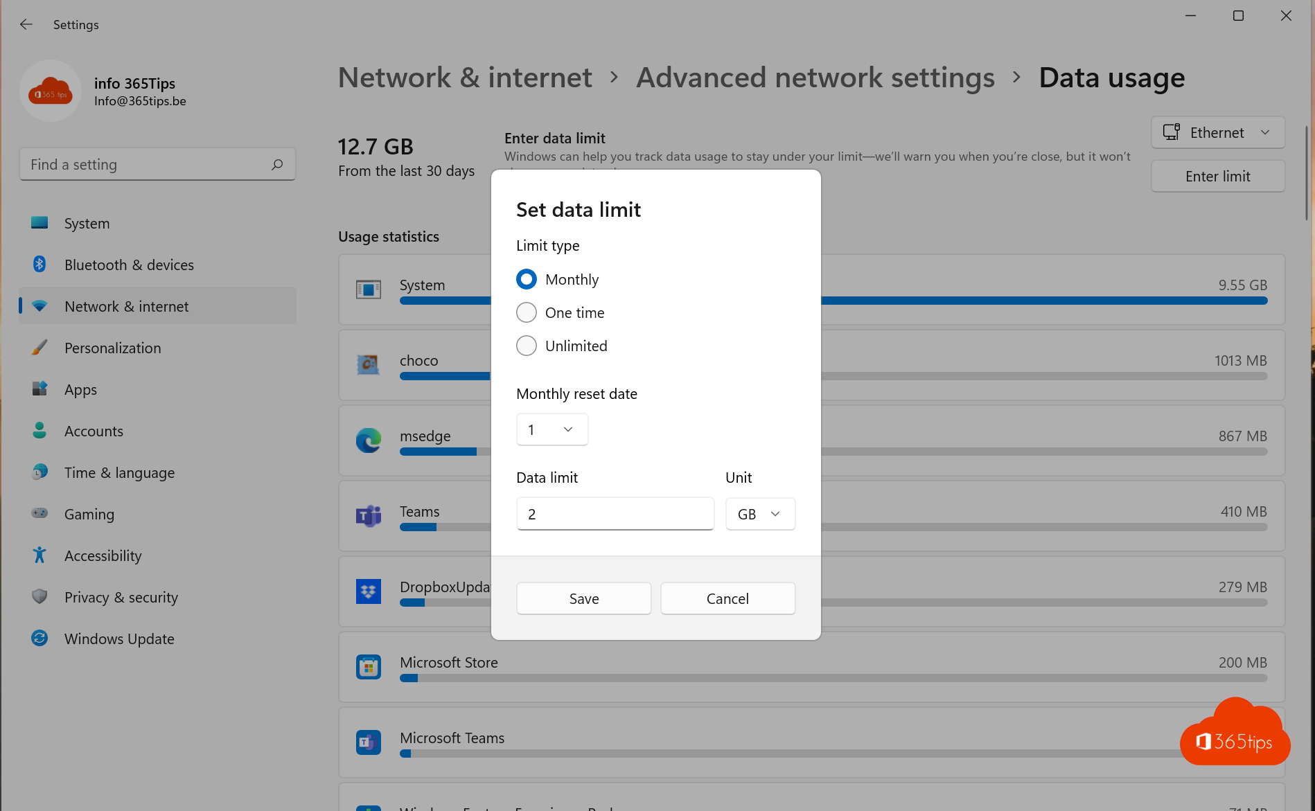 ¿Cómo se limita el uso de datos móviles en Windows 11?