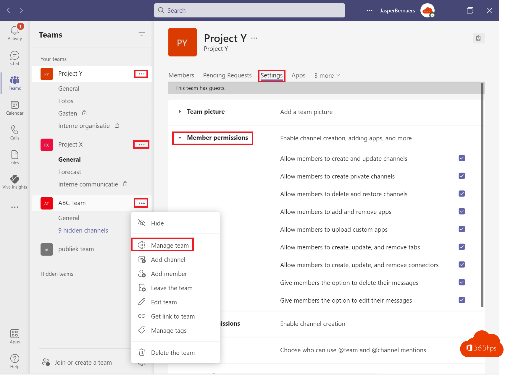 Wat kunnen teameigenaren, leden en gasten in Microsoft Teams?