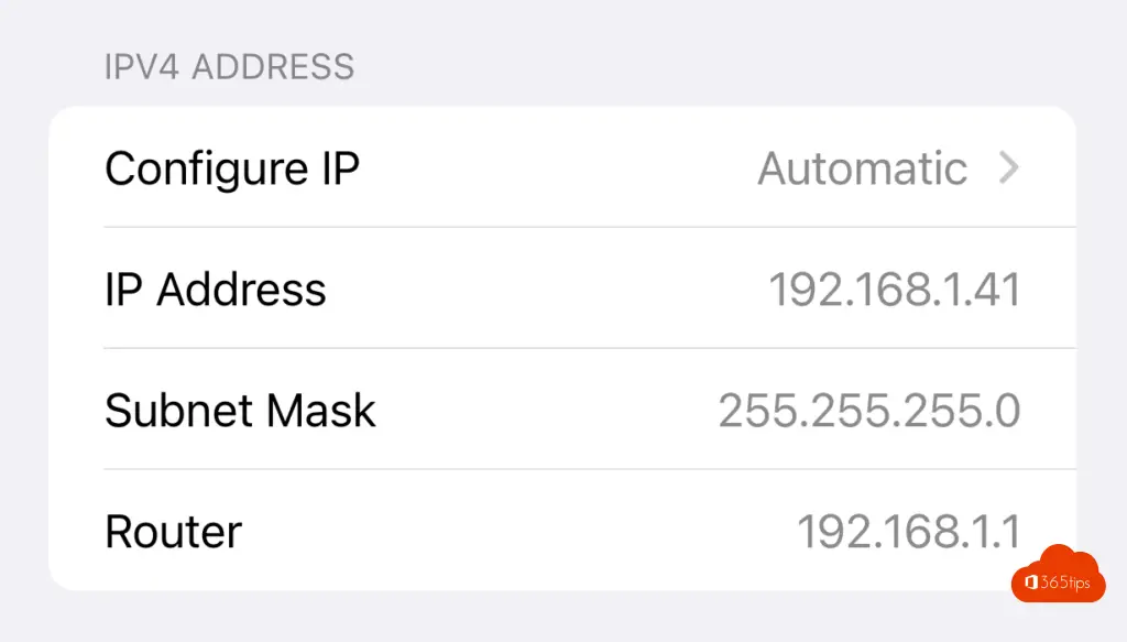 iPhone IPV4 Address configure IP subnet router
