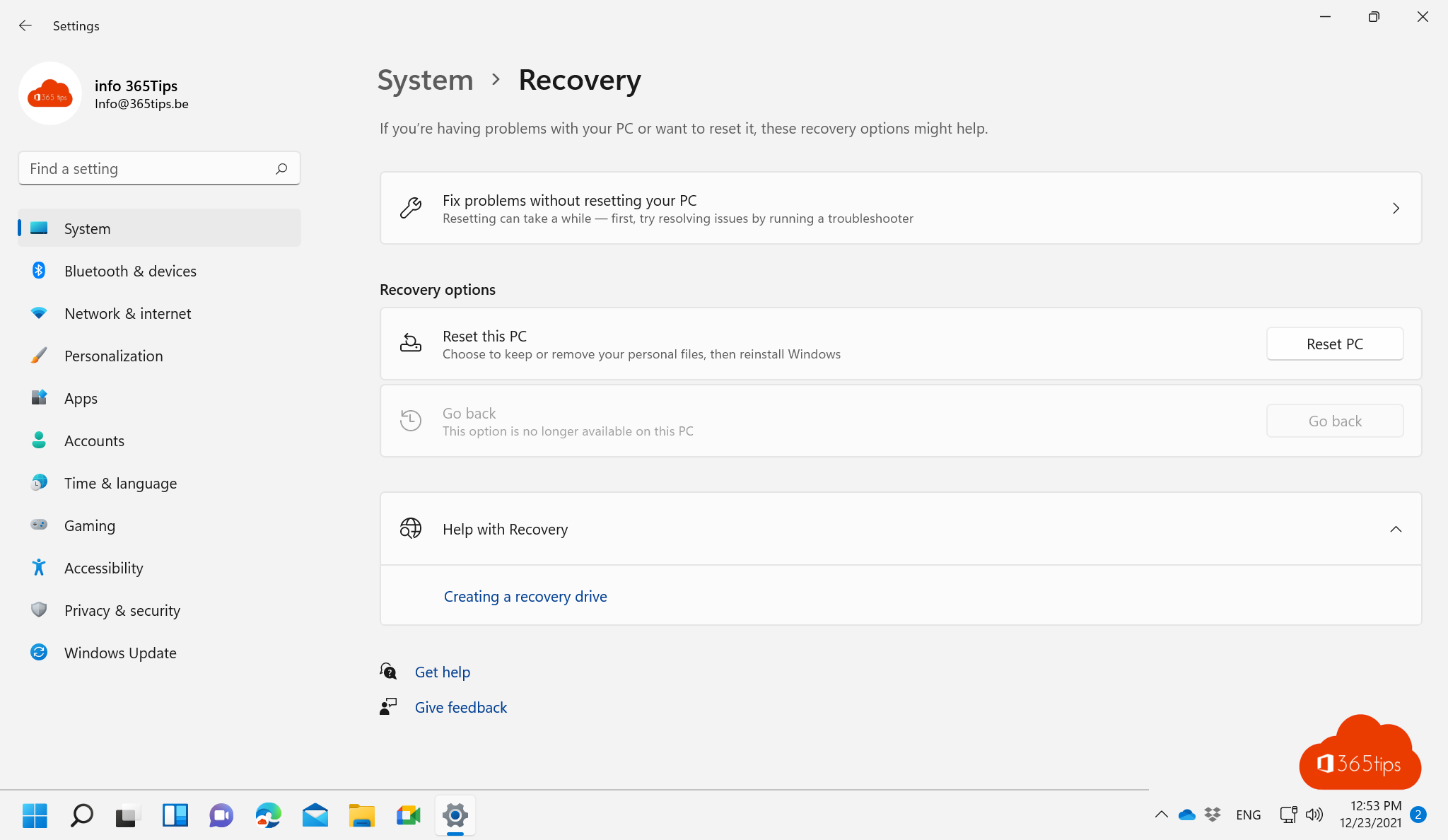 How to restore a PC with Windows 11 to factory settings?