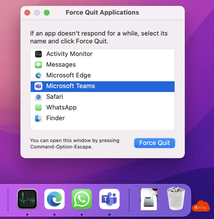 hot keys for mac force quit