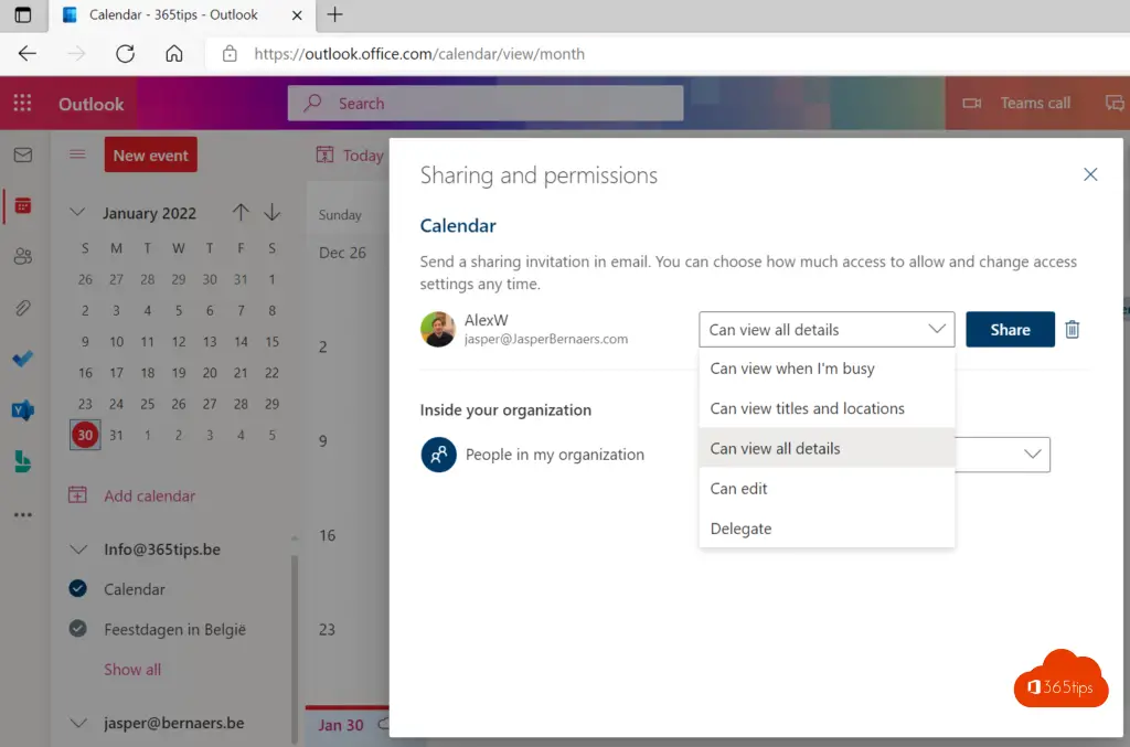 ¿Por qué y cómo puedes compartir un calendario de Outlook Online en Microsoft  365?