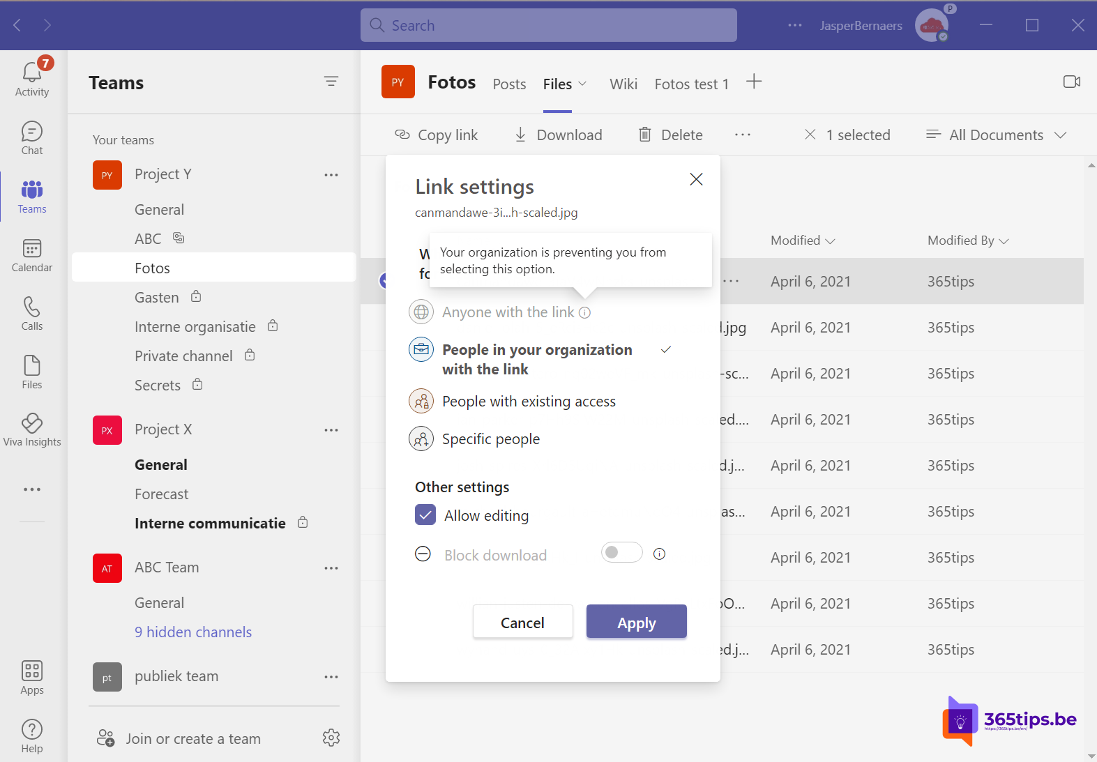 Sharing options are greyed out when sharing from Microsoft Teams, SharePoint or OneDrive