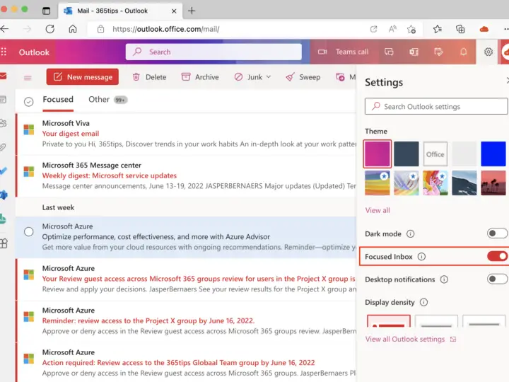 Hoe kan je Focus Inbox uitschakelen per gebruiker of voor iedereen in de tenant — Microsoft 365?