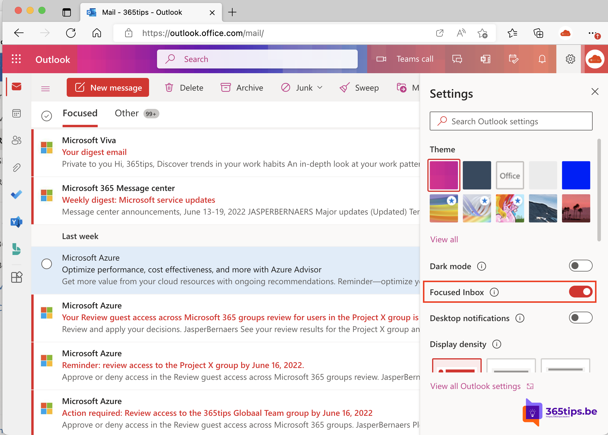 🧠 Hoe Focus Inbox in- of uitschakelen per gebruiker of voor iedereen in Office 365