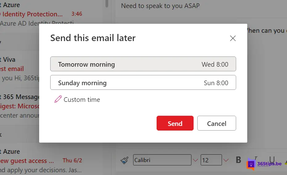 🐢 De verzending van e-mailberichten uitstellen in Outlook Online of plannen of vertraagd verzenden