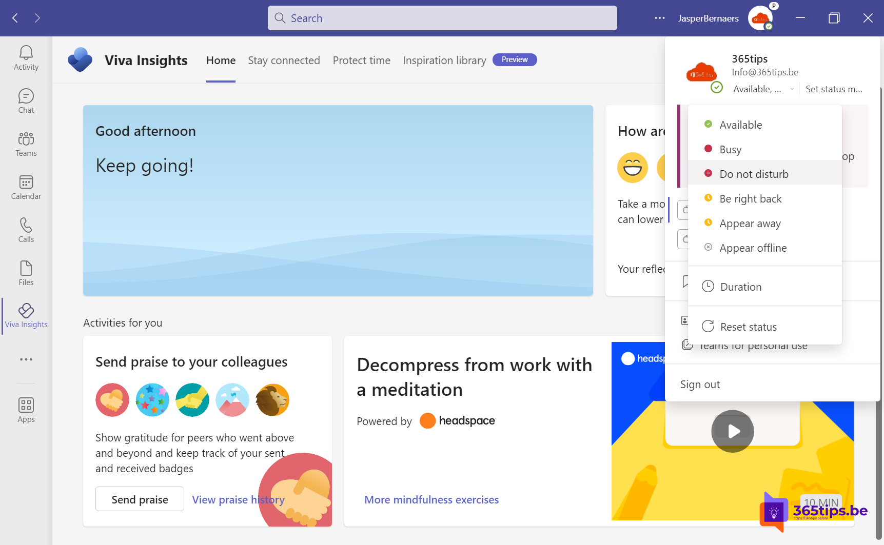 🟢 En Microsoft Teams , ¿cómo puedes establecer tu estado en: disponible, ocupado o no molestar, volver enseguida, ausente o desconectado?