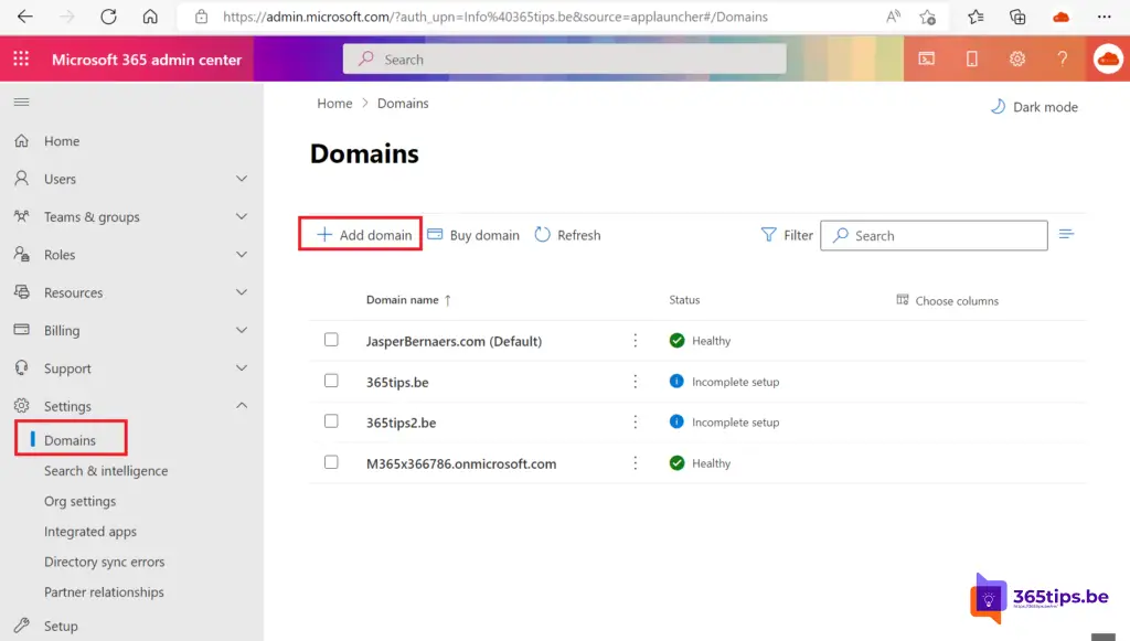 Configure sus ajustes DNS para un nuevo dominio en Office 365