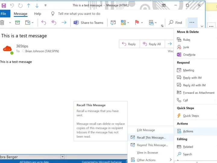 📩 Outlook: Hoe een e-mailbericht terughalen of vervangen dat je hebt verzonden (Recall)