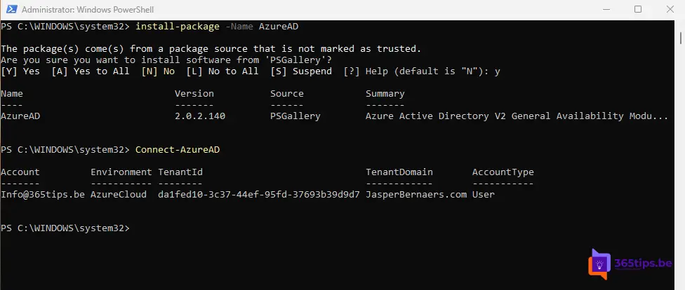 🏴󠁰󠁨󠀱󠀵󠁿 So you can install the Azure AD-module for PowerShell yourself (preview)
