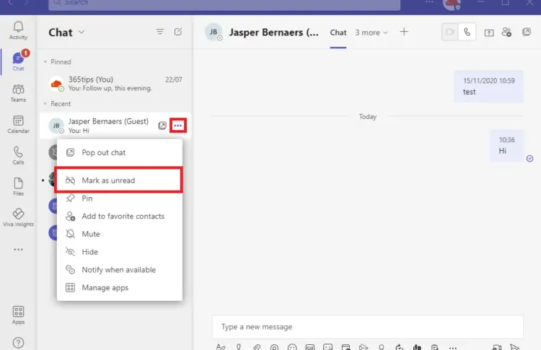 💬 How to mark a Microsoft Teams message as unread and keep a record of all unread messages