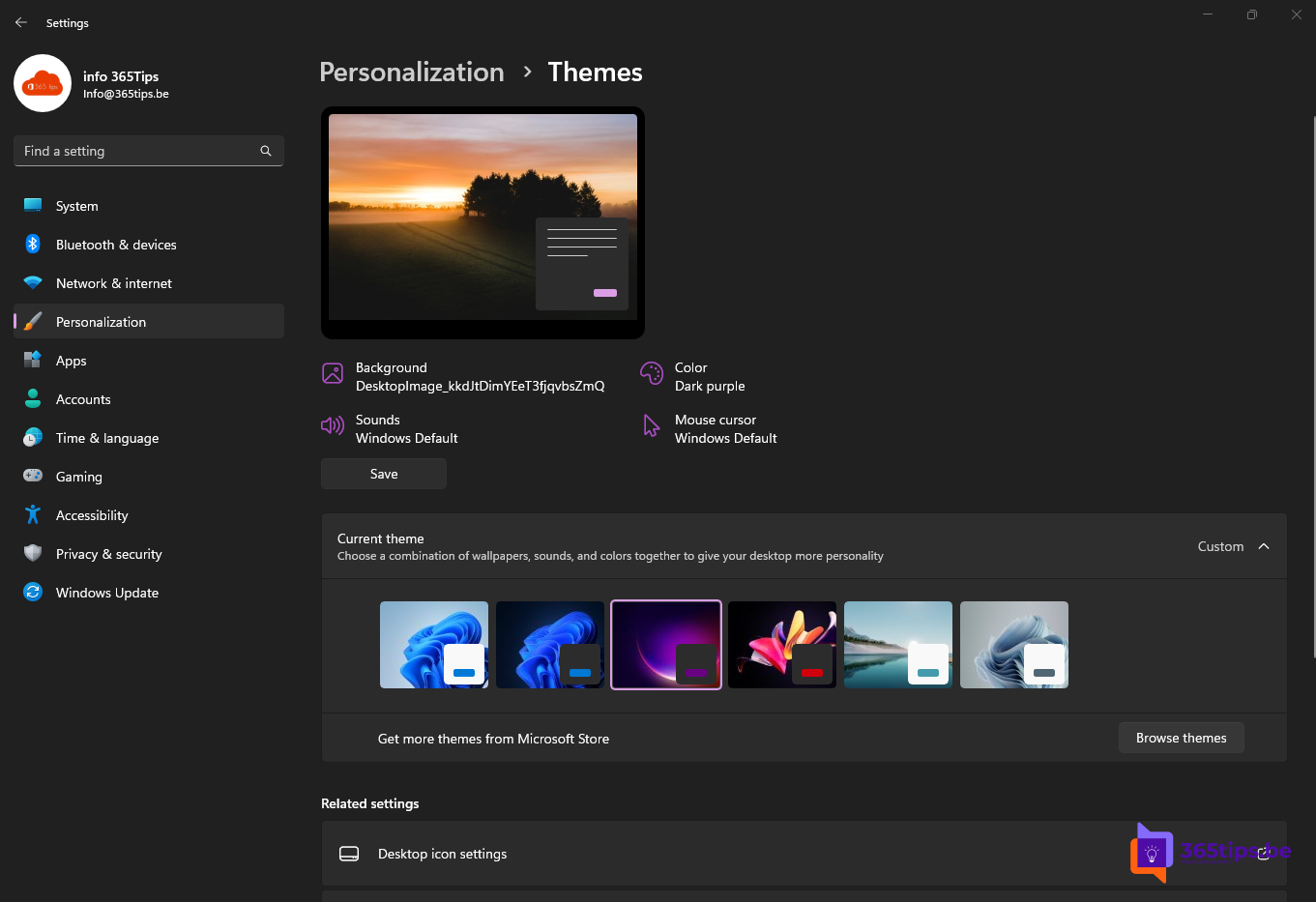 🎨 Hoe kan je een thema instellen in Windows 11