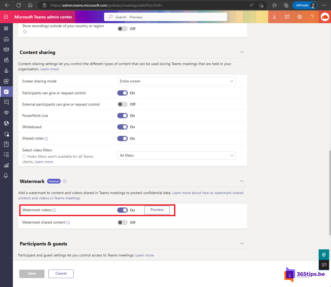 👨‍🏫 How to require a watermark for sensitive Teams meetings