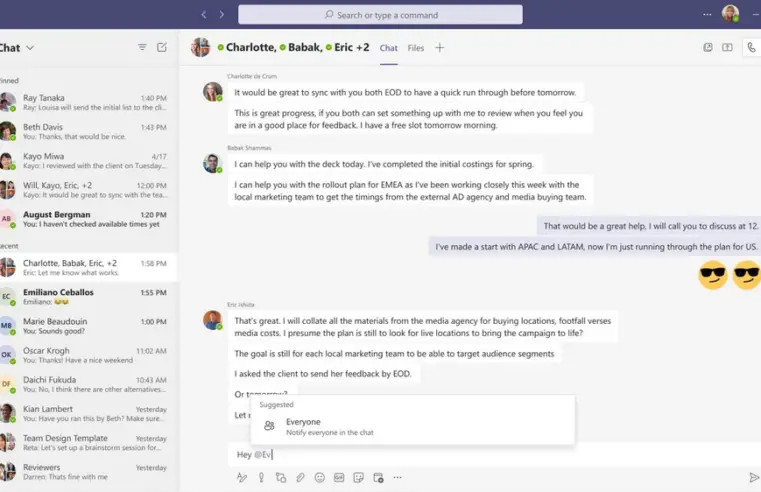 💬 Neu in Microsoft Teams: Alle Personen in einer Chat-Konversation erwähnen