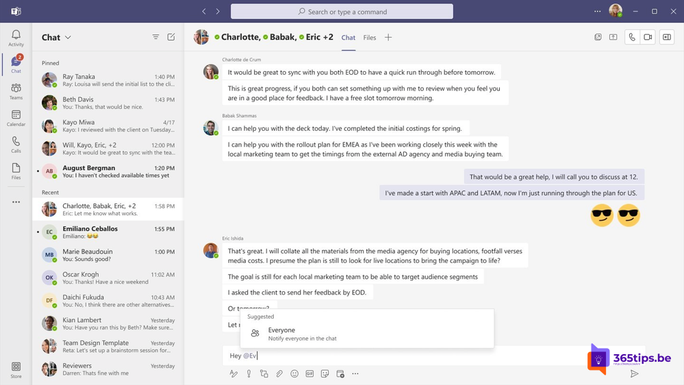 💬 Neu in Microsoft Teams: Alle in einer Chat-Konversation erwähnen
