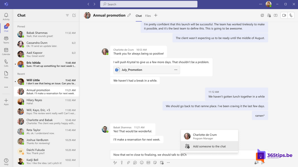 📱New : Ajoute des personnes à une conversation de groupe avec @mention dans Microsoft. Teams