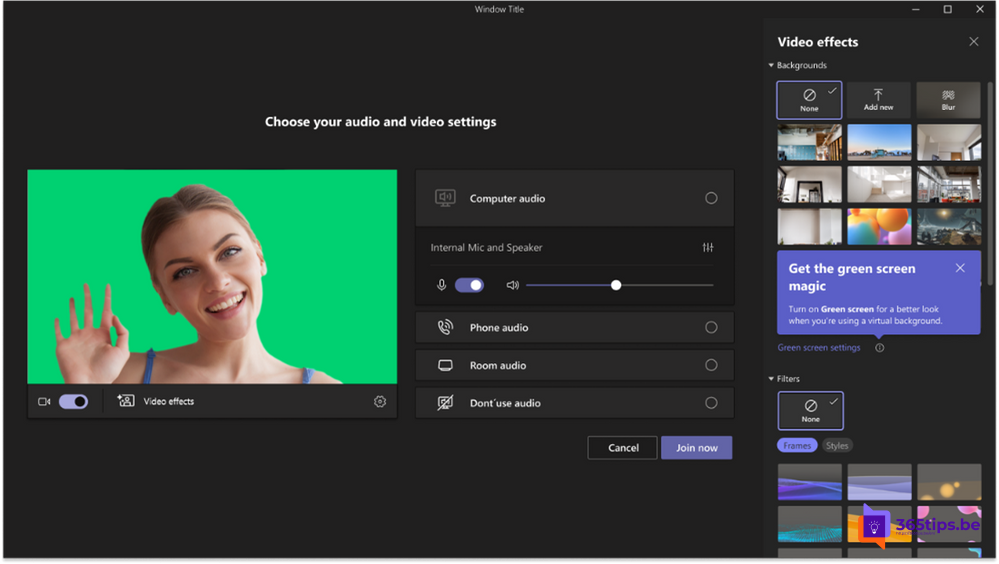 This is the new green screen feature in Microsoft Teams