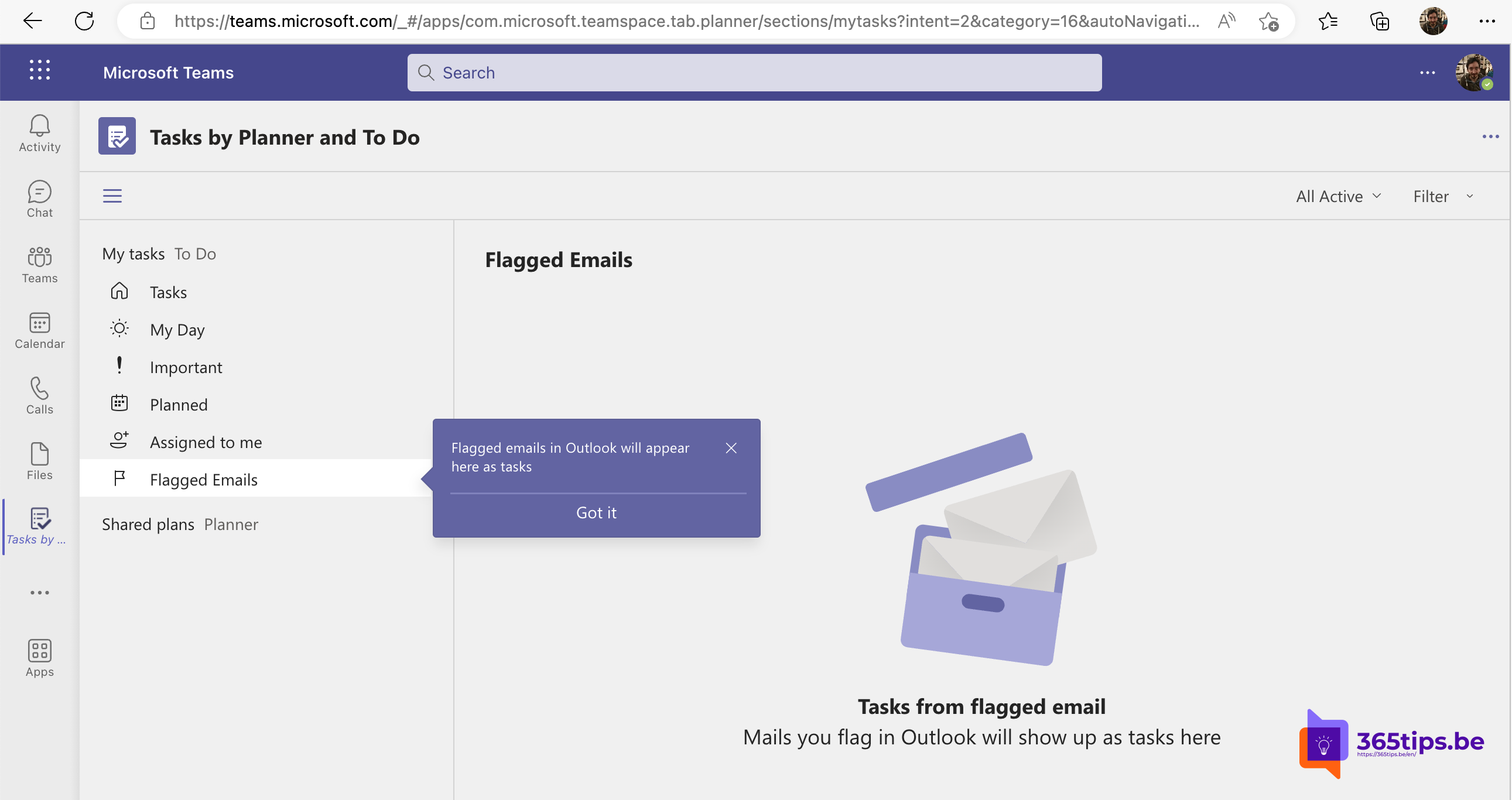 Markierte E-Mails sind jetzt in den Bereichen Aufgaben nach Planer und Zu erledigen in Microsoft Teams