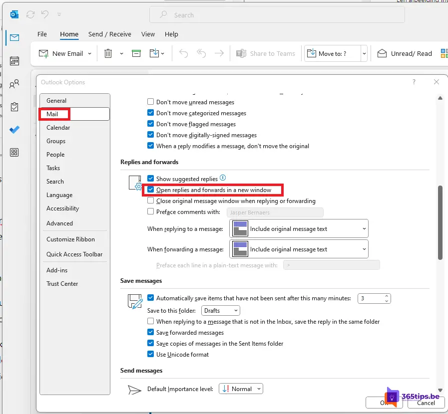 Antworten und Weiterleitungen in Outlook immer in einem neuen Fenster öffnen