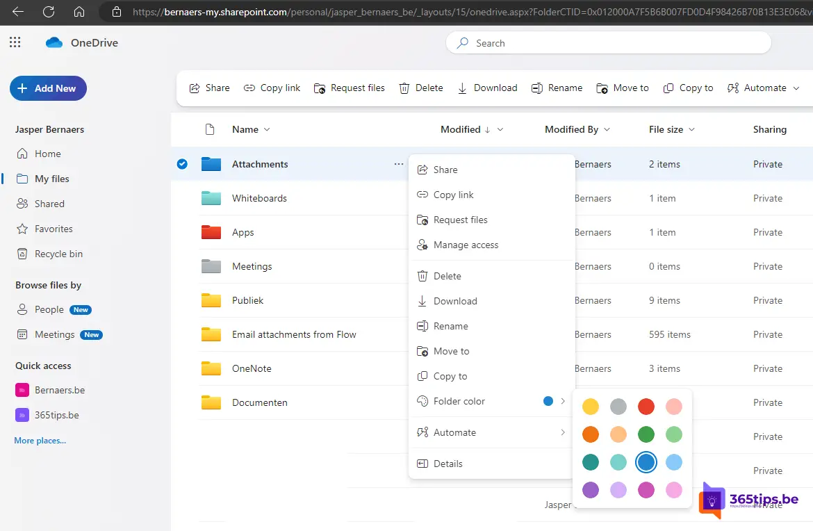 Zo geef je mappen kleuren in Microsoft Teams en SharePoint