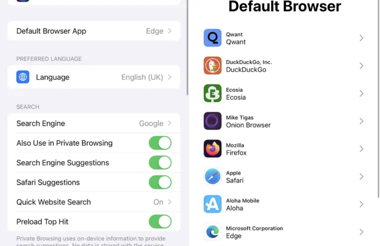 Apple erlaubt alternative Browser wie Edge in iOS 17.4