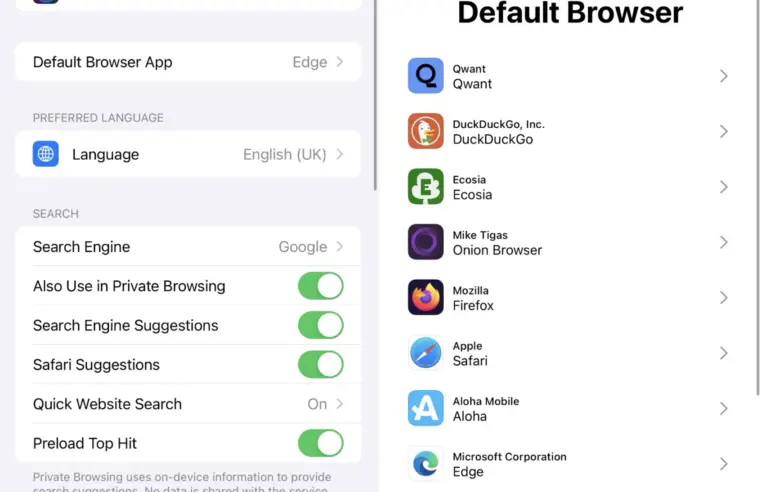 Apple allows alternative browsers such as Edge in iOS 17.4