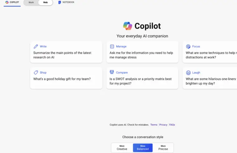 Microsoft Copilot Notebook in Copilot via het web -> Copilot.microsoft.com