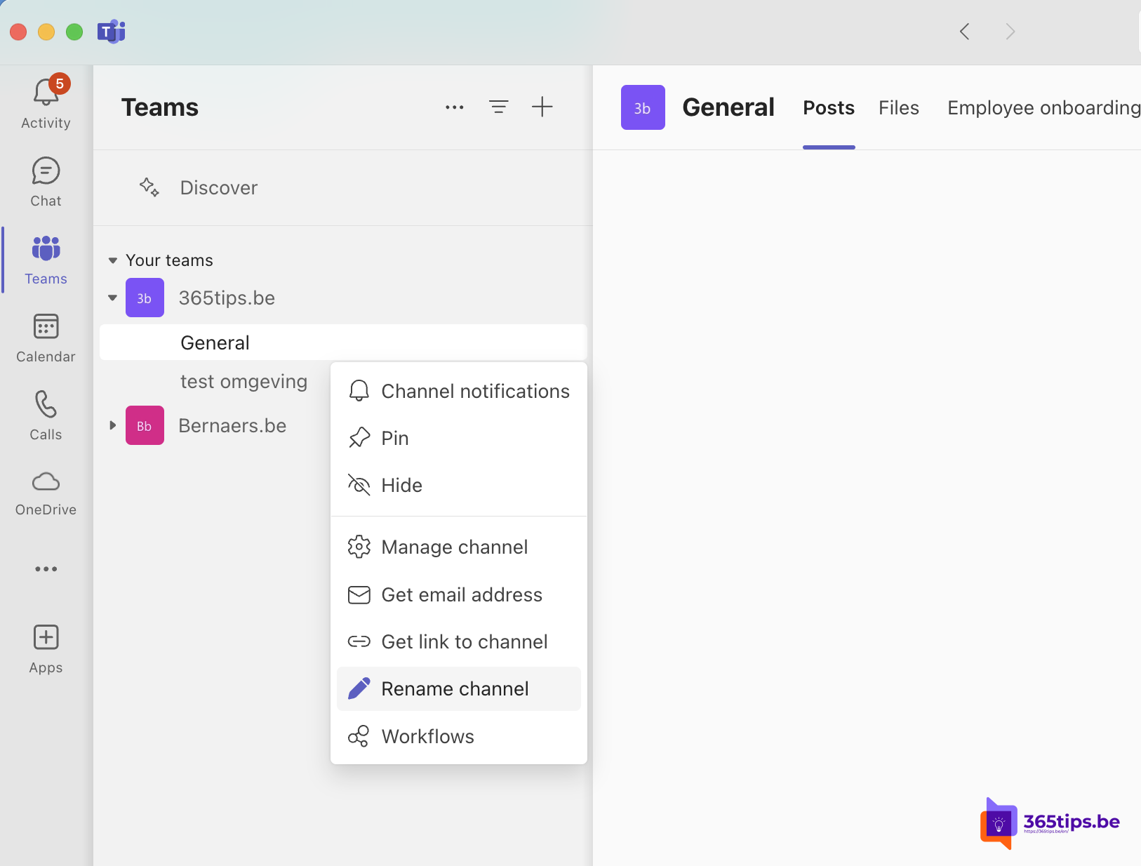 Zo geef je het ‘General’ kanaal in Microsoft Teams een aangepaste naam